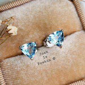 1.80CT. T.W. Natural sky blue topaz stud earrings in sterling silver